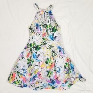 Express Floral Flowy Skater Dress